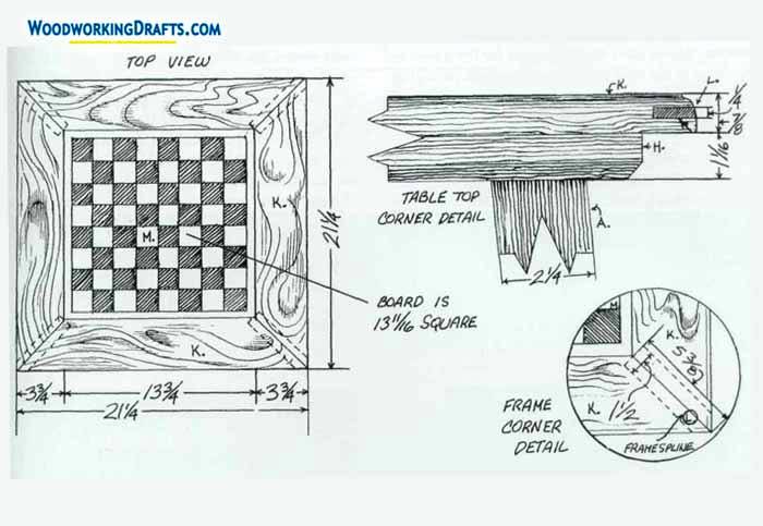 Chess Board Game Table Plans Blueprints 02 End Grain 04 Sectionset Top View