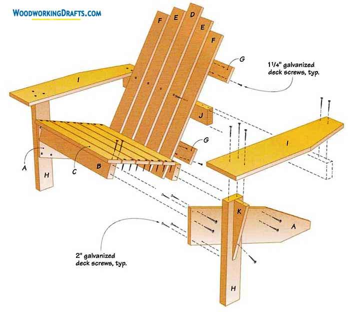 03 Simple Adirondack Chair Plans Blueprints Layout