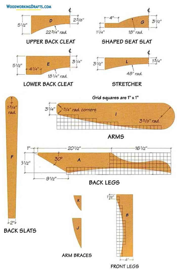 12 Diy Modern Adirondack Chair Plans Blueprints Arms Legs Braces Slats Cleats