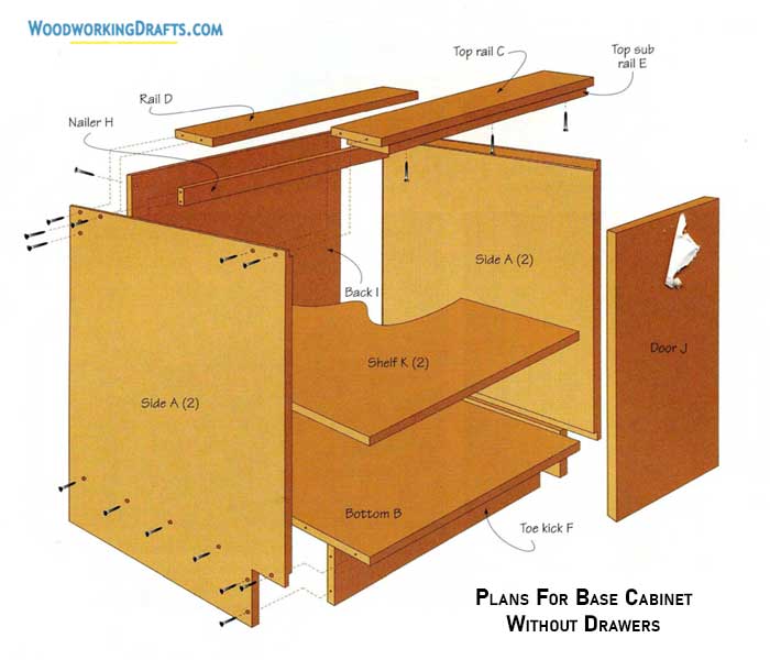 07 Base Cabinet Without Drawers Plans Blueprints