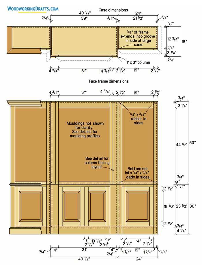 27 Diy Large Bookcase Plans Blueprints Face Frame Case Layout