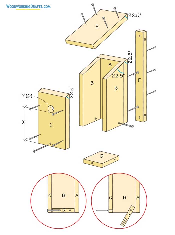 03 Simple Wooden Bird House Plans Blueprints