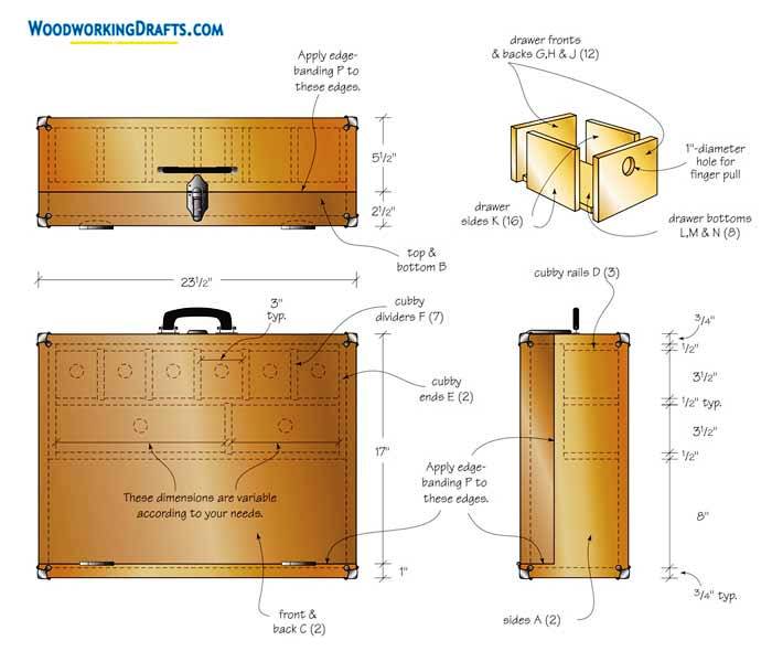 08 Wooden Tool Caddy Plans Blueprints