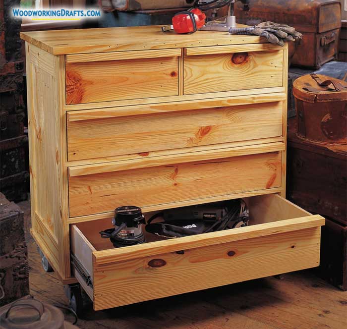 17 Rolling Wooden Tool Chest Finished Design