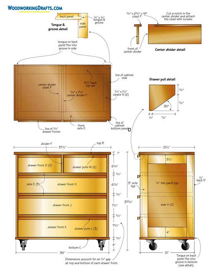18 Rolling Wooden Tool Chest Plans Blueprints