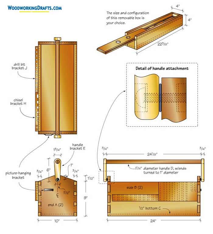25 Carpenters Wooden Toolbox Plans Blueprints