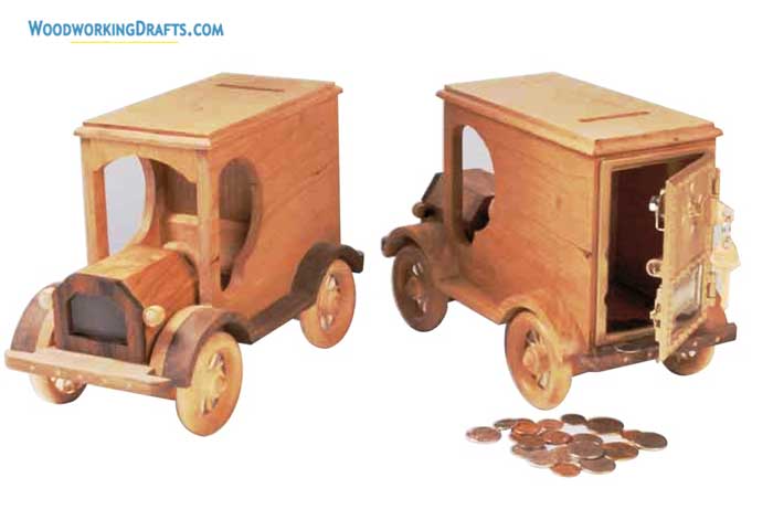 25 Wooden Truck Piggy Bank Finished Design