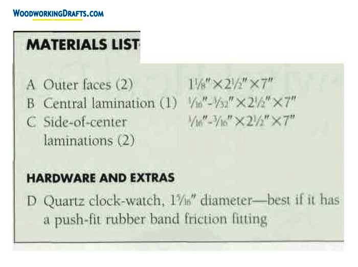 Mantle Clock Case Plans Blueprints 01 Materials List