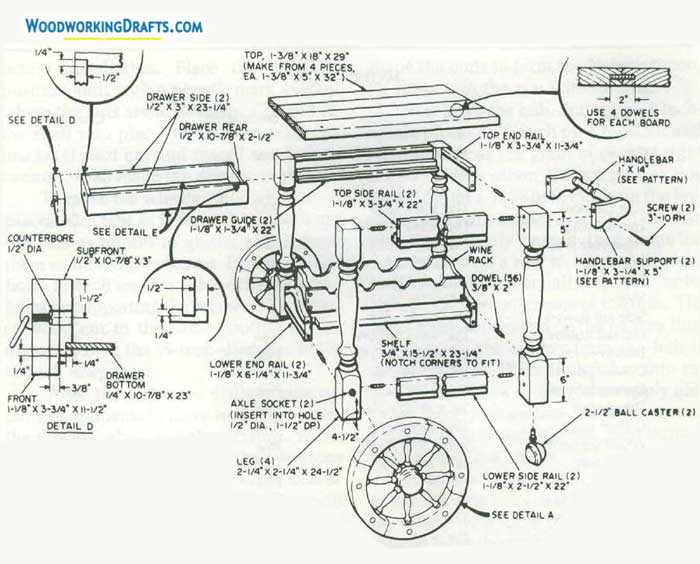 Vintage Wine Cart Plans Blueprints 02 Layoutset Cart Diagram