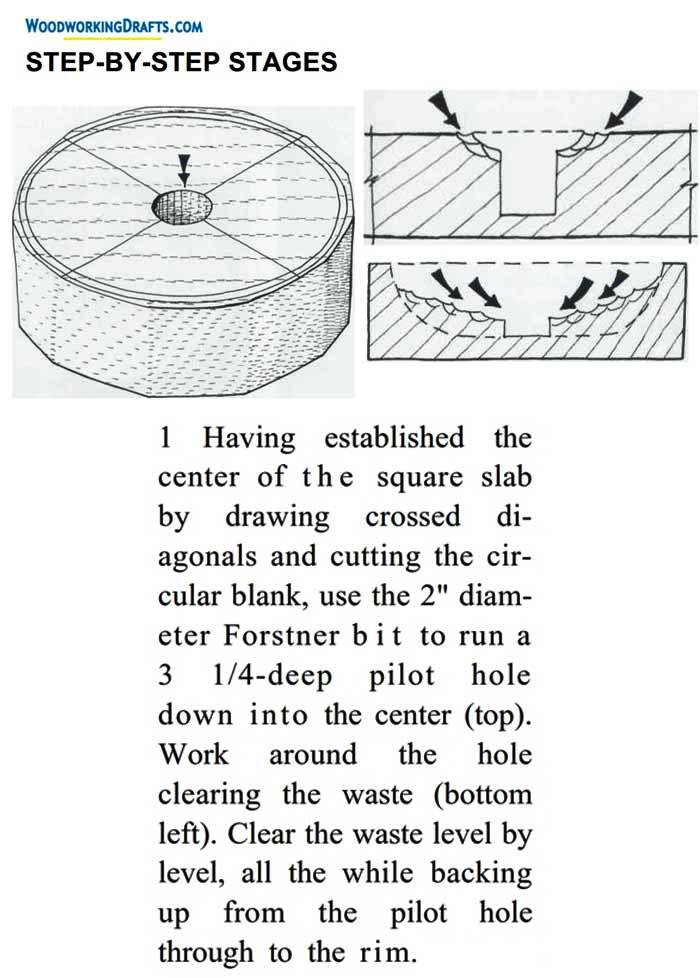 Wooden Fruit Bowl Plans Blueprints 06 Step 1 Pilot Hole Center