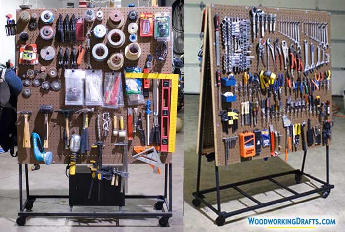 09 Double Sided Pegboard Rolling Tool Organizer