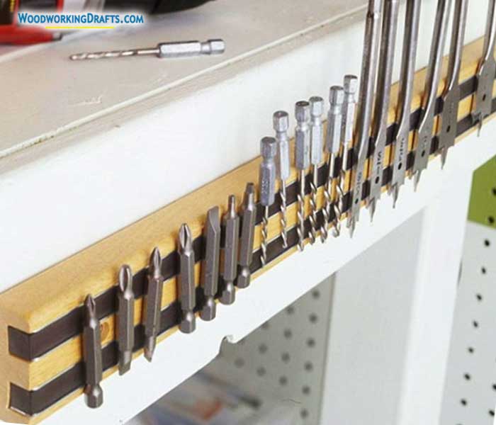 18 Drill Bit Magnetic Strip Tool Organizer